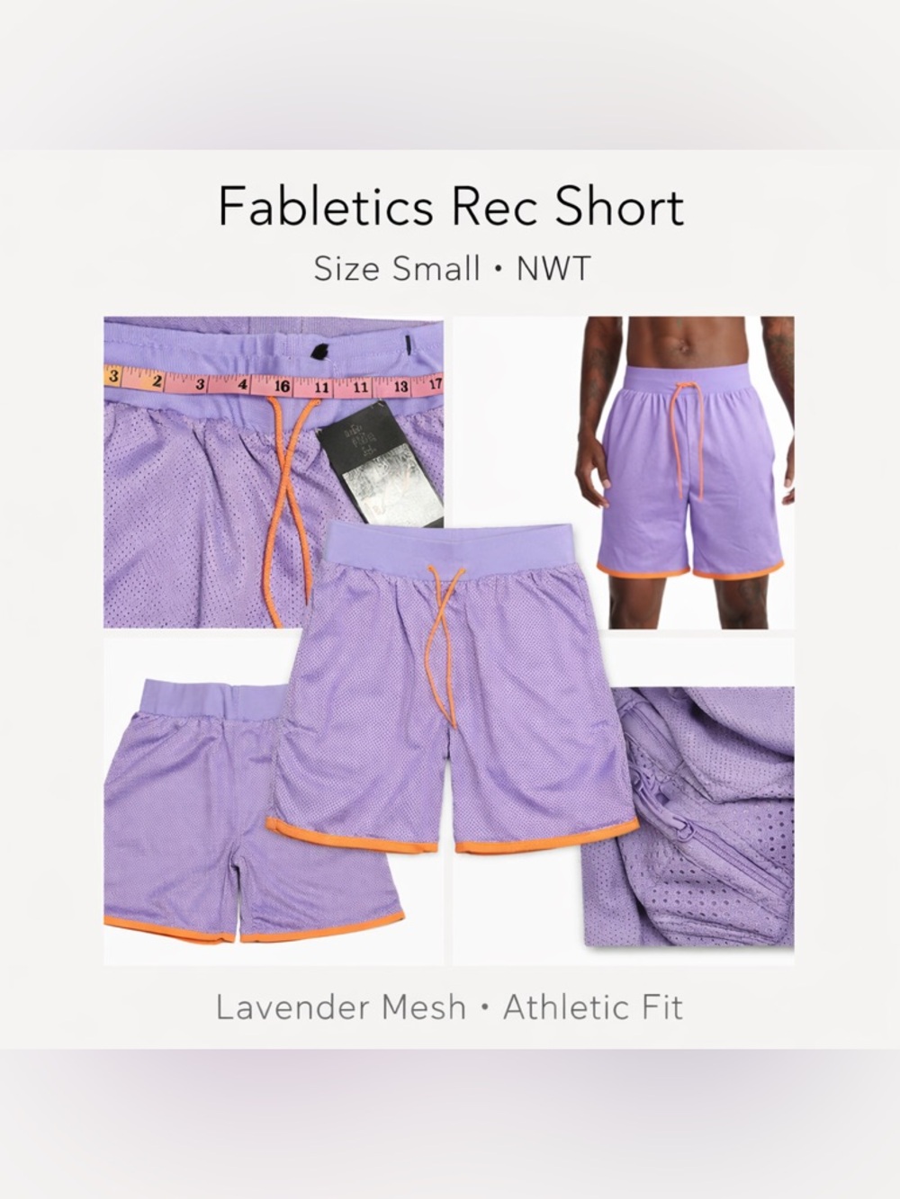 Fabletics The Rec Short Lavender Mesh Athletic Shorts Size Small NWT